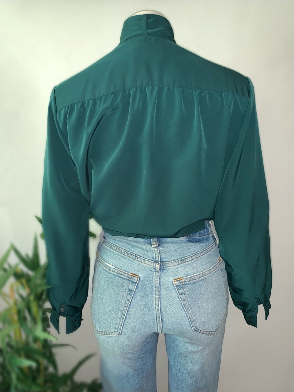 v i n t a g e :: Pendleton Neck Tie Secretary Blouse - Picture 5 of 12